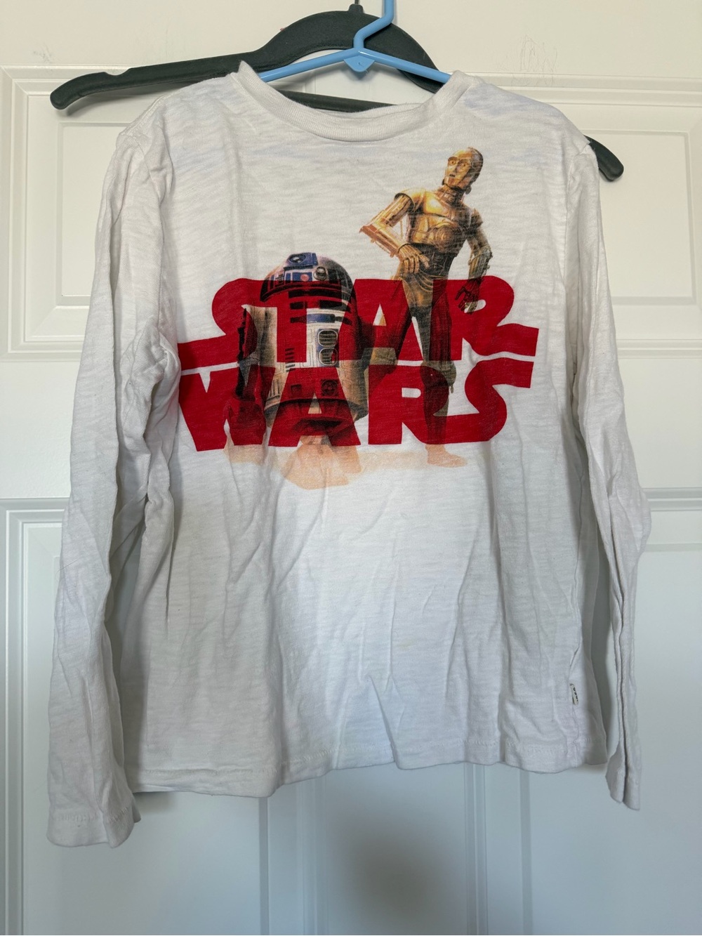 Boys Gap Star Wars long sleeve shirt size M 8-9 white R2-D2 and C-3P0